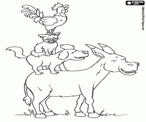 The Bremen town musicians coloring page