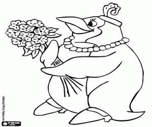 The bride is a female penguin coloring page