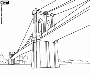 The bridge of Brooklyn in New York City coloring page