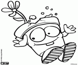 The broken flowerpot Grubby coloring page