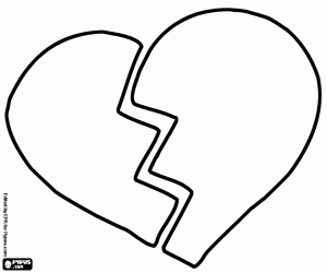A broken heart coloring page