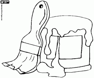 The brush and the paint coloring page