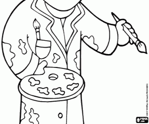 The brush and the palette coloring page