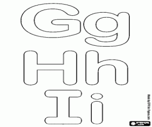 Bubble letters G, H, I coloring page
