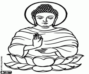 Buddha on a Lotus Flower coloring page