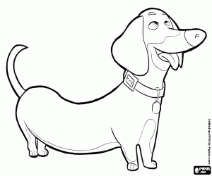Buddy, a sausage dog coloring page