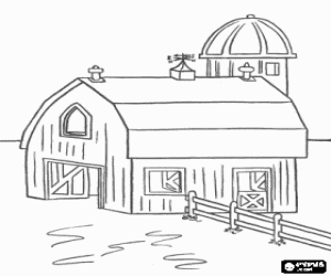 The building of a farm coloring page