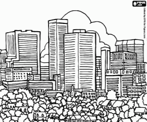 The buildings of the city coloring page
