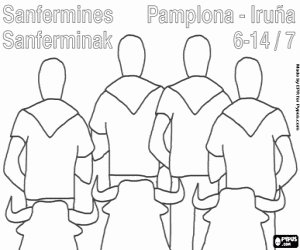 The bulls of San Fermin, Pamplona coloring page