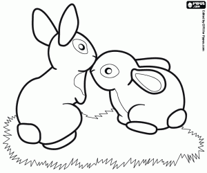 The bunnies in the stable coloring page