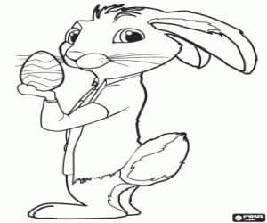 The bunny Hop and an Easter egg coloring page