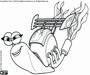 Burn, the racing snail coloring page