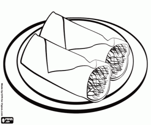 Burritos, typical Mexican coloring page