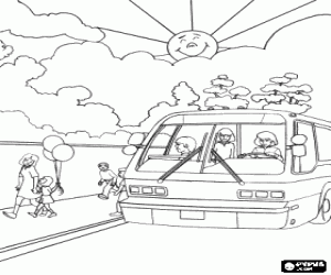 A bus at the bus stop coloring page