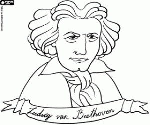 The bust of Beethoven coloring page
