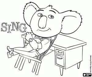 Buster in his office coloring page