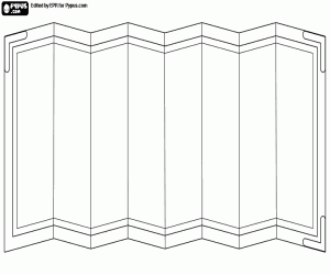 Byōbu, a folding screen in Japan coloring page