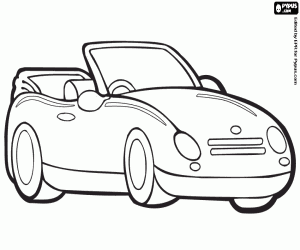 A cabriolet by road coloring page