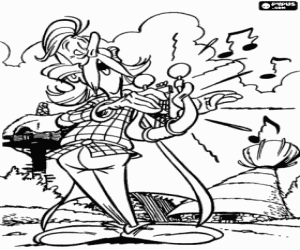 Cacofonix with the lyre coloring page