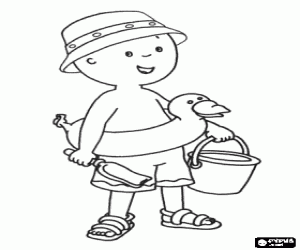 Caillou, a beach day coloring page
