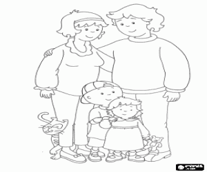 Caillou's family coloring page