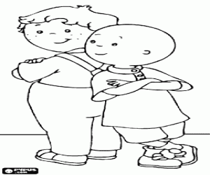 Caillou with his friend Leo coloring page