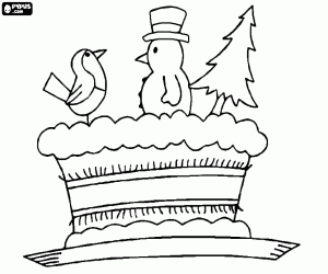 Cake decorated for Christmas coloring page