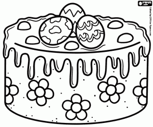 Cake decorated for Easter coloring page