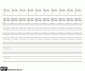 Calligraphy in lowercase with PA coloring page