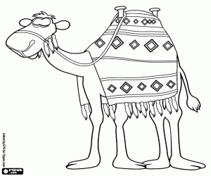 The camel ready for the travel coloring page