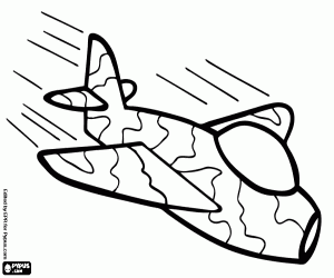 Camouflage military airplane coloring page