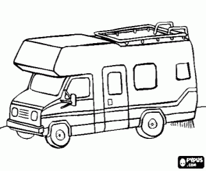 Campervan or motorhome coloring page