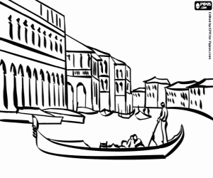 Canals and gondolas of Venice coloring page