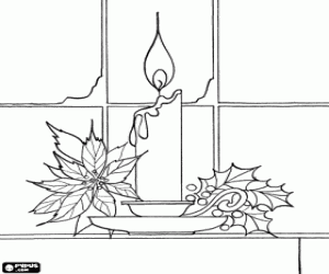 Candle in candle holder, Christmas coloring page