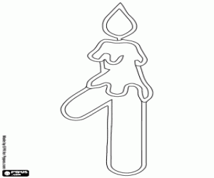 A candle and the number 1 coloring page