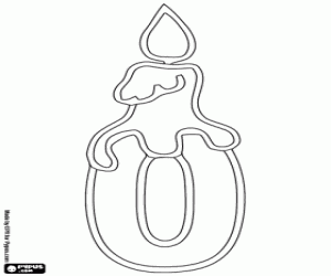 The candle on the number zero coloring page