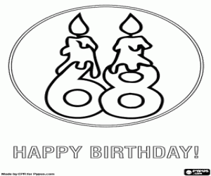 Candles for 68 birthday coloring page