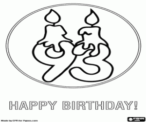 Candles for 93 birthday coloring page
