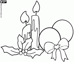 Candles and other Christmas ornaments coloring page