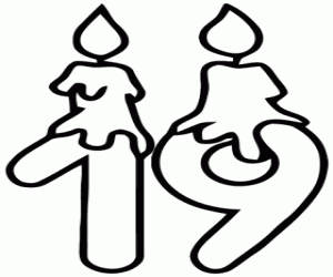 Candles and nineteen, thick line coloring page