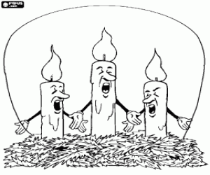 The candles singing Christmas carols coloring page
