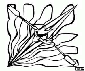 A canoe with oars in action coloring page