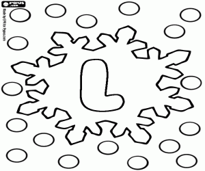 Capital letter L in a snowflake coloring page