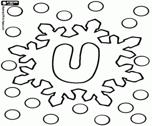 Capital letter U in a snowflake coloring page