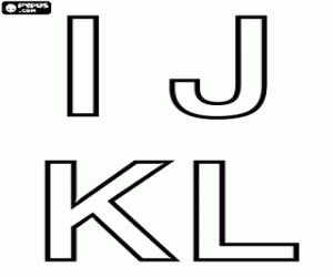 Capital letters I, J, K and L coloring page