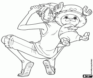 Captain Luffy and Tony Tony Chopper coloring page