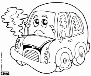 A car breakdown coloring page