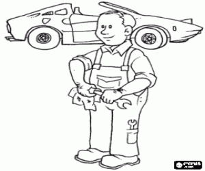 The car mechanic coloring page