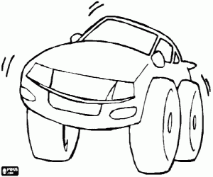 Car with big wheels coloring page