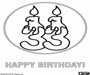 Card for the 33 birthday coloring page